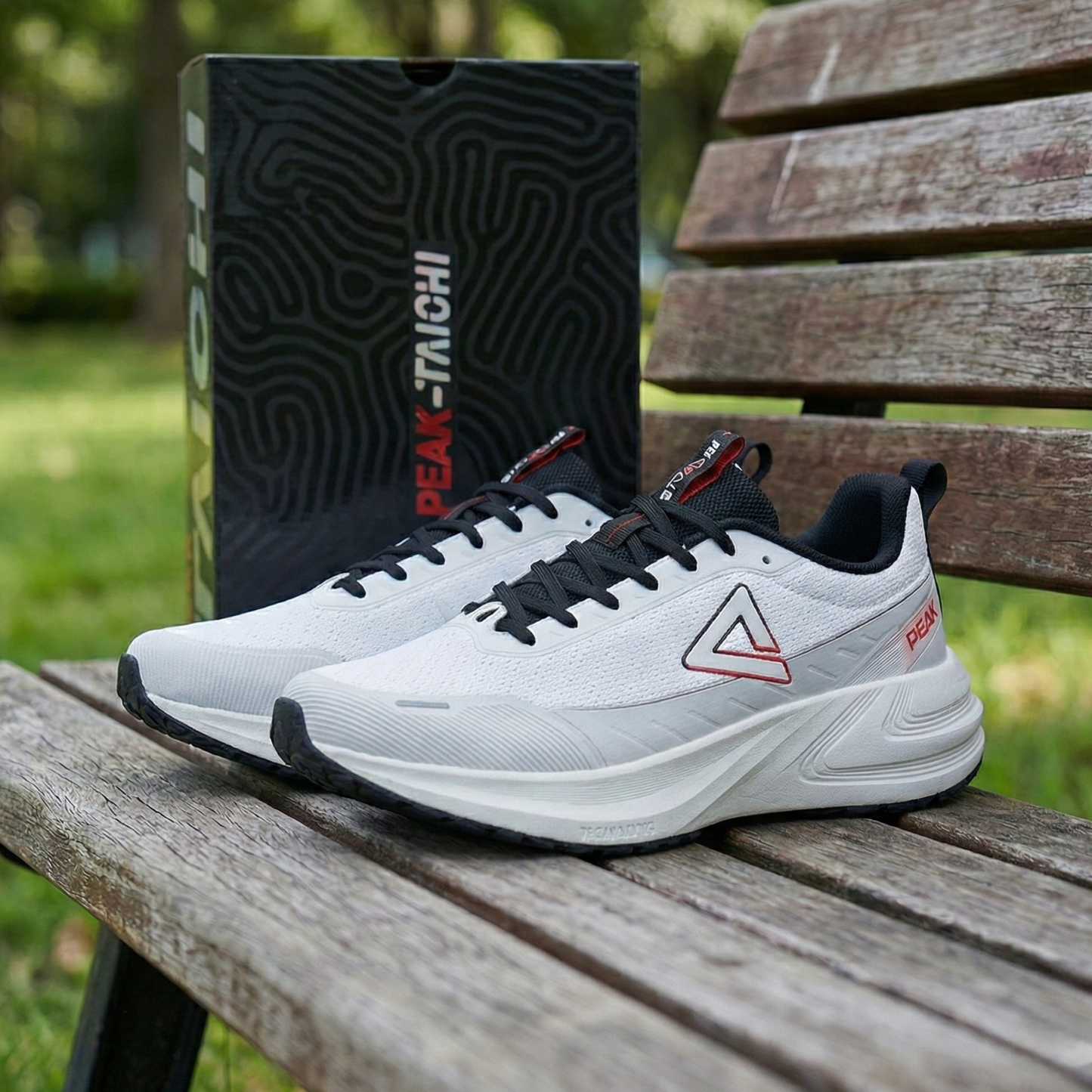 PEAK CUSHION RUNNING SHOES-LT.GREY/BLACK