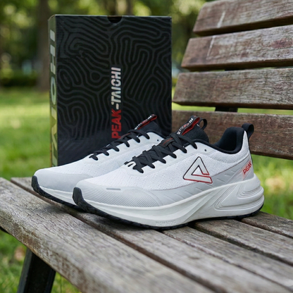 PEAK CUSHION RUNNING SHOES-LT.GREY/BLACK