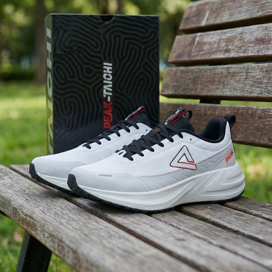 PEAK CUSHION RUNNING SHOES-LT.GREY/BLACK