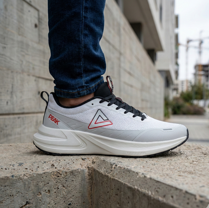 PEAK CUSHION RUNNING SHOES-LT.GREY/BLACK