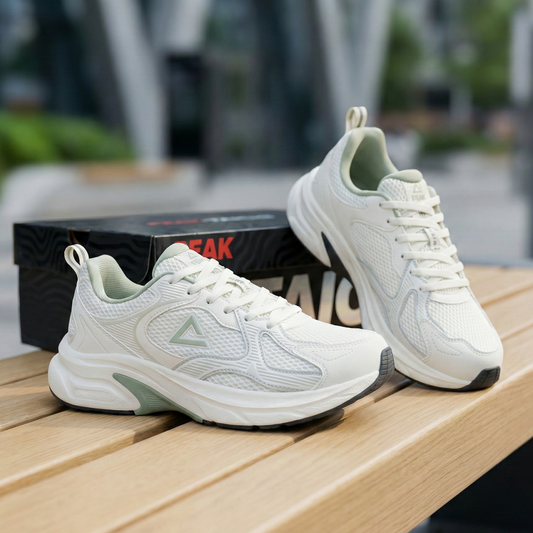 PEAK TRAINING RUNNING SHOES-WHITE/GREEN