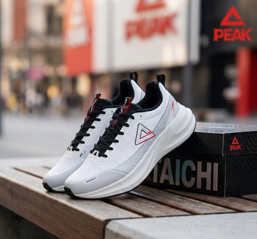 PEAK CUSHION RUNNING SHOES-LT.GREY/BLACK