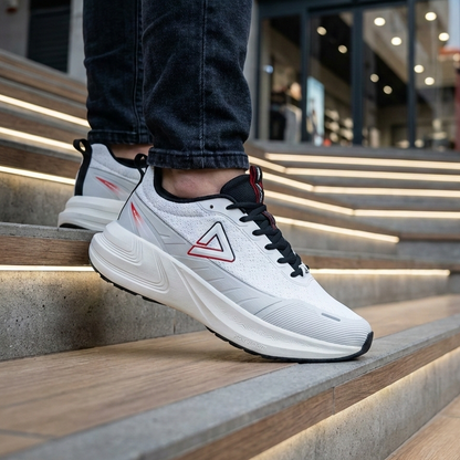 PEAK CUSHION RUNNING SHOES-LT.GREY/BLACK