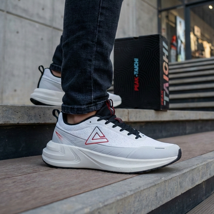 PEAK CUSHION RUNNING SHOES-LT.GREY/BLACK