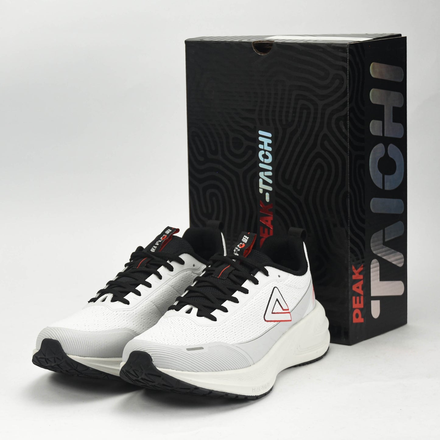 PEAK CUSHION RUNNING SHOES-LT.GREY/BLACK