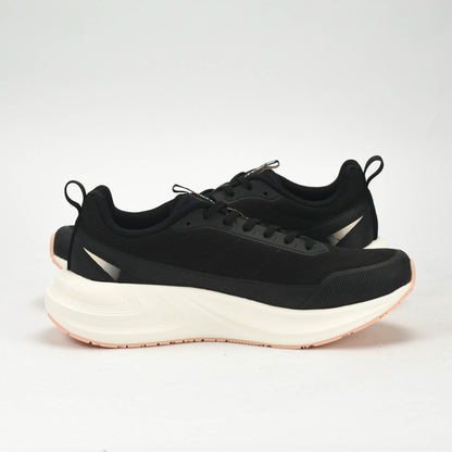 PEAK CUSHION RUNNING SHOES-BLACK/WHITE
