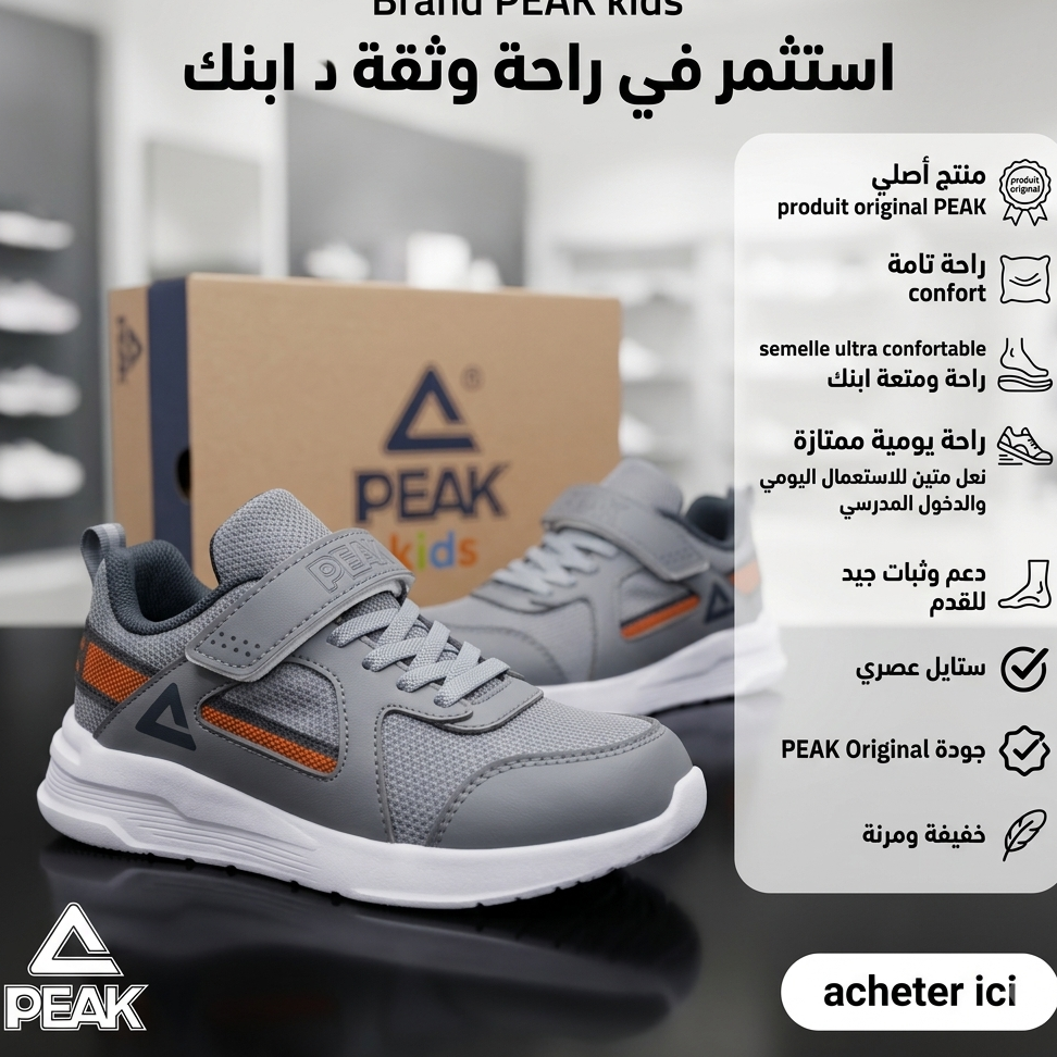 Peak Kids Casual Shoes Grey